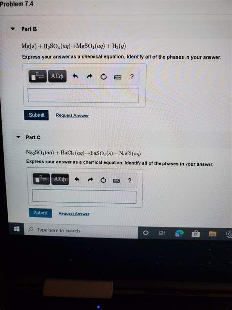 Solved Problem 7.4 Part B Mg(s) + H2SO4 (aq) + MgSO4 (aq) + | Chegg.com