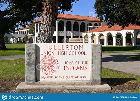 FULLERTON, CALIFORNIA - 21 DEC 2022: Sign, a Gift from the Class of 1980, at Fullerton Union ...