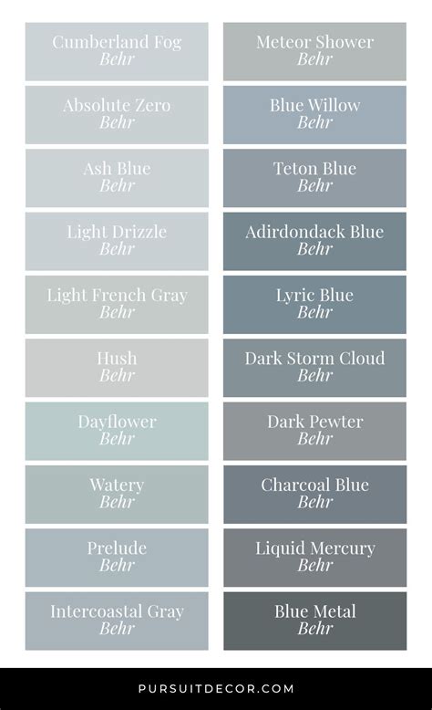 Best Behr Blue Gray Paint Colors for Cool Calming Vibes - Pursuit Decor | Blue gray paint colors ...