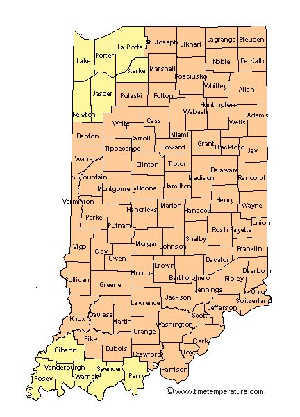 Indiana Time Zones Map | Zoning Map