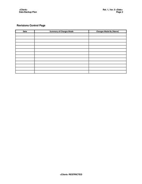 Data backup plan template in Word and Pdf formats - page 2 of 9