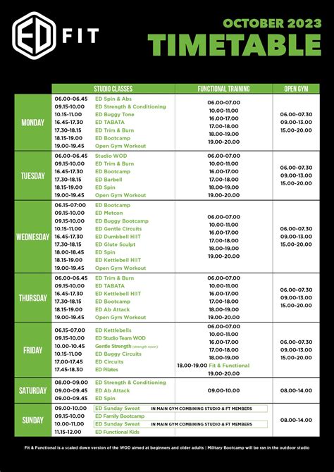 Timetable — East Durham Fitness