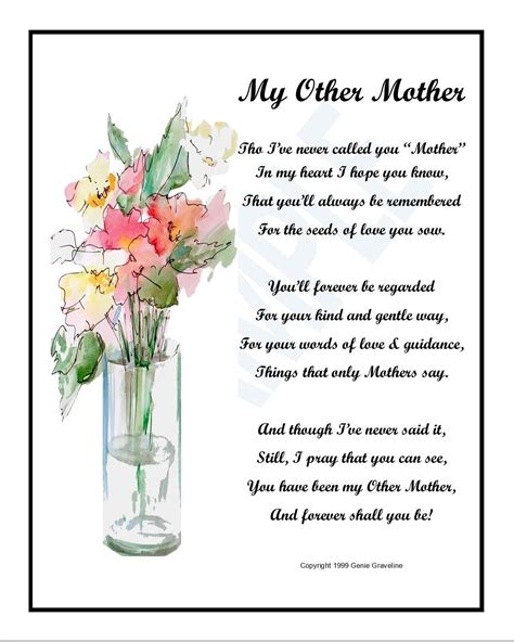 My Other Mother, DIGITAL DOWNLOAD, Like a Mother to Me, Mother in Law Poem Gift Print Verse ...