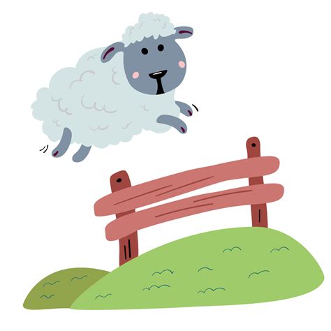 Cute sheep jumping over the fence 8057113 Vector Art at Vecteezy