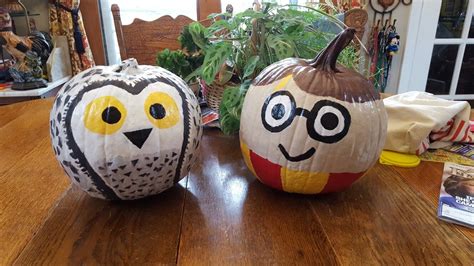 Harry Potter and Hedwig painted pumpkins | Harry potter pumpkin, Character pumpkins, Fall ...