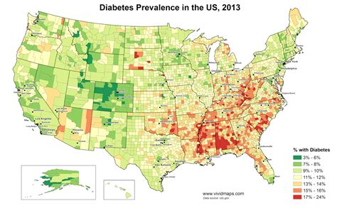 Diabetes prevalence in the United States - Vivid Maps