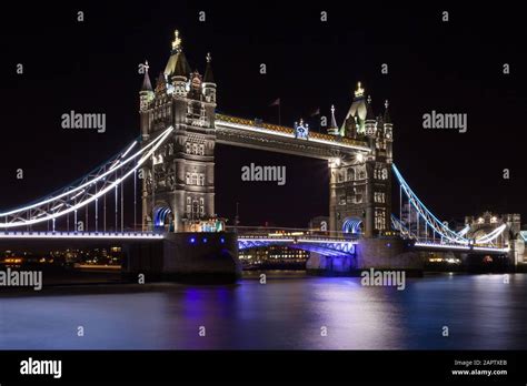 Tower Bridge at night, London, UK Stock Photo - Alamy