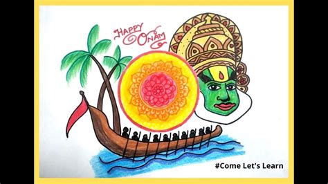 how to draw onam festival celebration drawing - YouTube