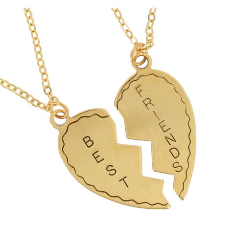 Ky & Co - "Best Friends" Broken Heart Pendant Necklaces BFF Gold Tone ...