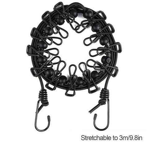 Travel Black 12 Clips Clothes line 2 Pack Rope Windproof Elastic Durable Outdoor | eBay