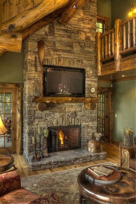 Stunning Rustic Fireplace Design Ideas Match With Farmhouse Style 32 | Cabin fireplace, Home ...