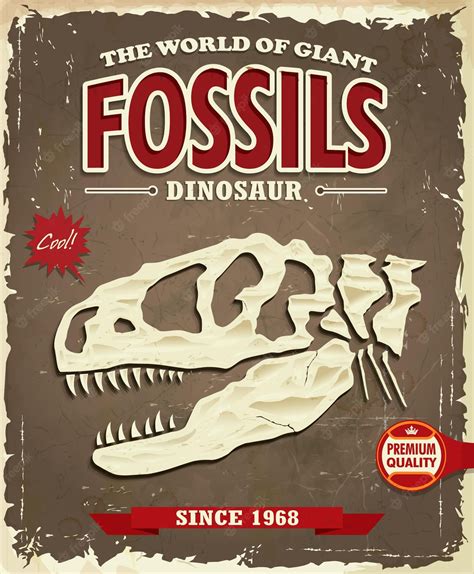 Premium Vector | Vintage Dinosaur fossil poster design