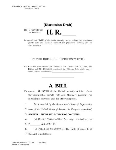 draft bill - House of Representatives