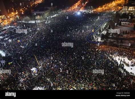 Bucharest, Romania. 01st Feb, 2017. One hundred fifty thousand people protest in front of ...