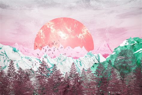 Pink Snow Mountains Wallpaper | Happywall