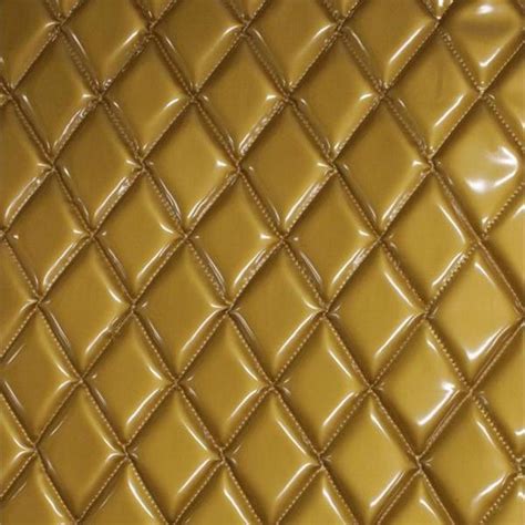 Gold Glossy Quilted Vinyl Fabrics | iFabric