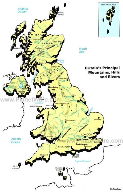 Uk Map With Mountains And Rivers - Ashlan Ninnetta