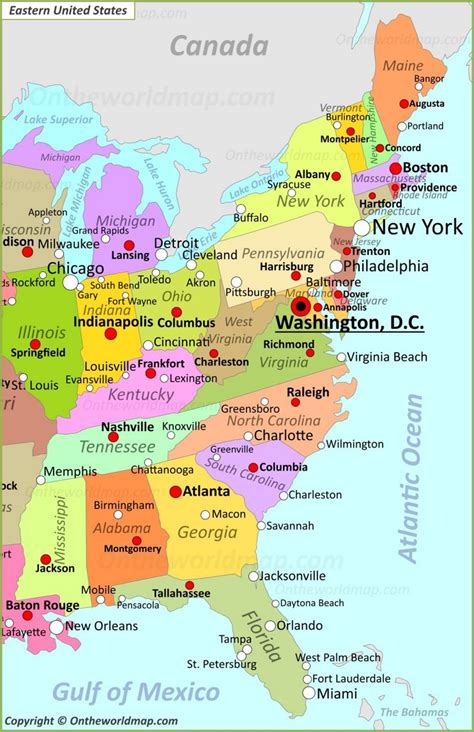 Map Of Eastern United States