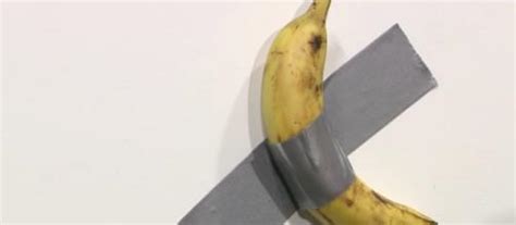 A banana duct-taped to a wall, at Miami's Art Basel, mocks the art world