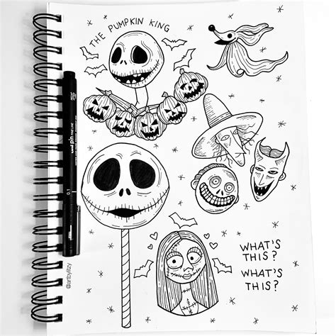 the nightmare before christmas tattoo design flash sheet | @artbylitzy in 2022 | Nightmare ...