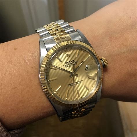 Rolex 16013 Datejust Two Tone Champagne Dial Watch