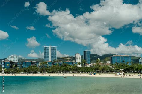 Magic Island, Ala Moana Regional Park, HONOLULU Oahu Hawaii Stock Photo ...