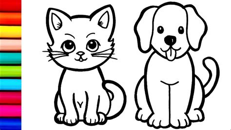 Dog and Cat Drawing, Colouring and Painting for kids, Toddlers | How to ...