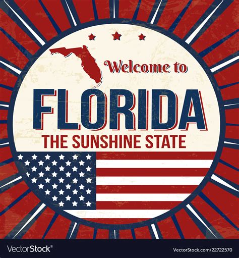 Welcome to florida vintage grunge poster Vector Image