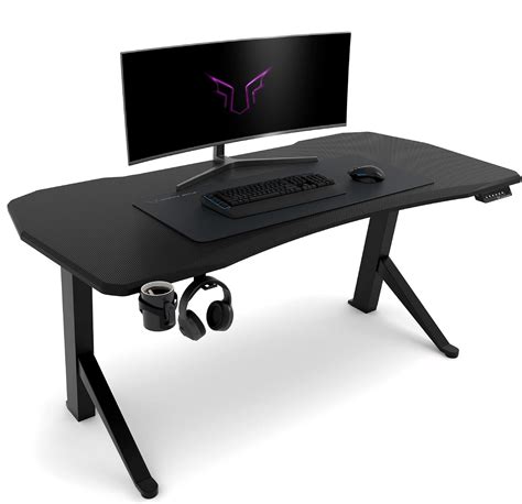 Amazon.com: Ultimate Setup® Gaming Table Height Adjustable Electric Black Gamer Table Gaming ...