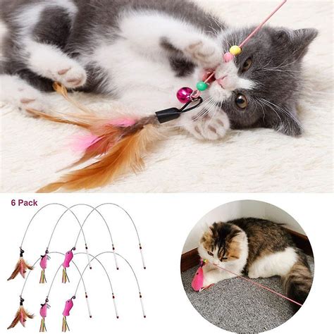 Cat Toys With Feathers And Cat Wand Feather Toy For Cats 6 Pack | Fruugo DK