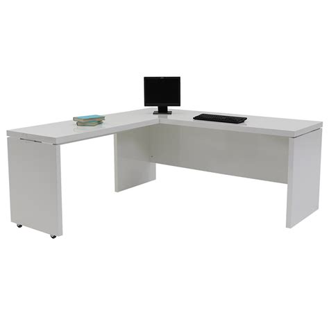 White L Desk - White Hollow Core L Shaped Home Office Desk Monarch ...