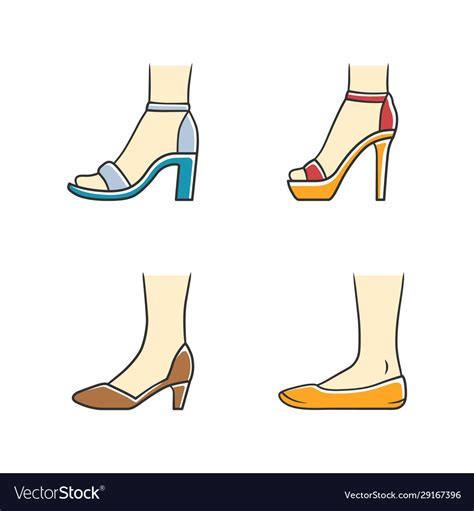 Women formal shoes color icons set female elegant Vector Image