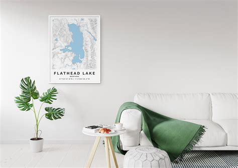 Printable Map of Flathead Lake Montana United States - Etsy