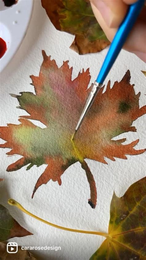 Paint a fall leaf with @cararosedesign 🍁 watercolor painting video ...