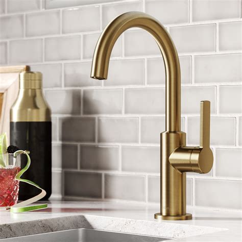 Oletto Single Handle Kitchen Bar Faucet in Brushed Brass - Walmart.com - Walmart.com