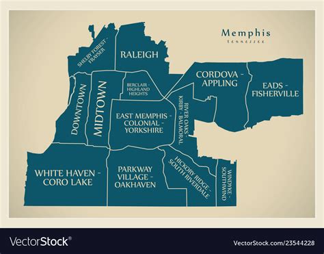 Modern city map - memphis tennessee city Vector Image