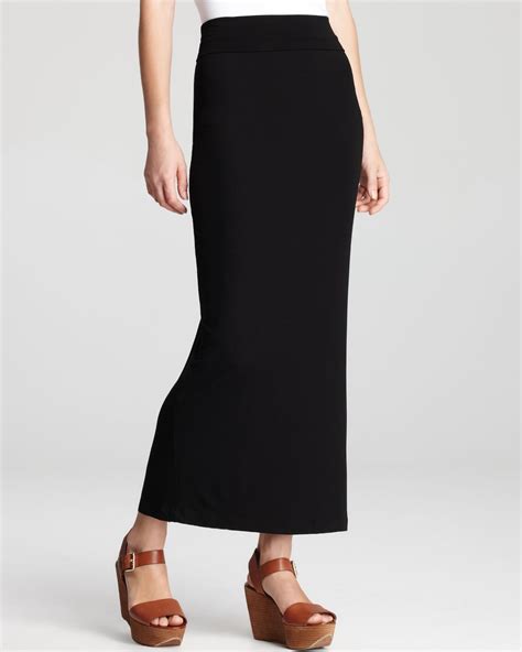 Eileen Fisher Foldover Maxi Straight Skirt in Black | Lyst