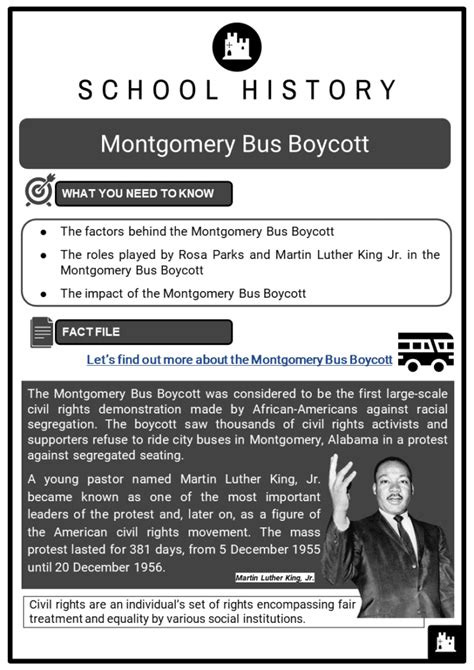 Montgomery Bus Boycott Facts, Worksheets, Rosa Parks & Impact