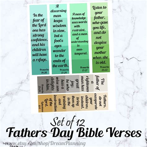 Fathers Day Bible Verses Bookmarks Christian Bookmark Scripture Bookmark Christian Fathers Day ...