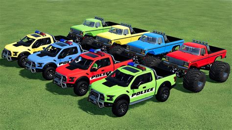 FS22 POLICE CAR with COLORED MONSTER TRUCK | Farming Simulator 22 - YouTube