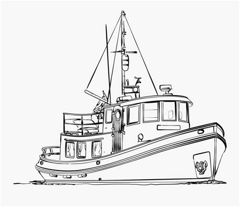 Tugboat,style,watercraft - Tugboat Coloring Page , Free Transparent Clipart - ClipartKey