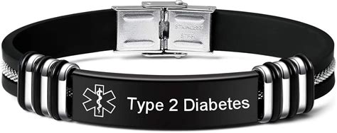 Bracelet for Type 2 Diabetes Stainless Steel Medical Alert ID Bracelet ...