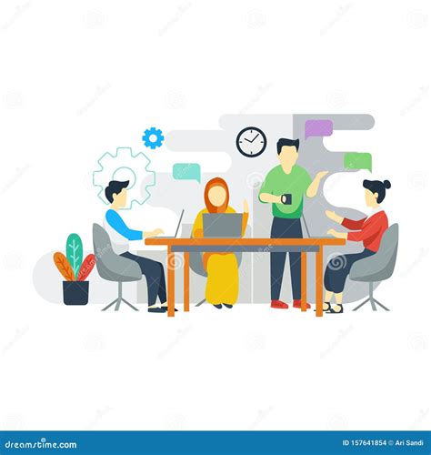 Young Business Group in Discussion in Their Office. Stock Vector - Illustration of discuss ...