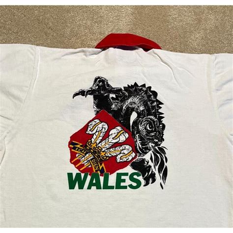 Wales Rugby Shirt Men Medium Adult White Vintage 90s... - Depop