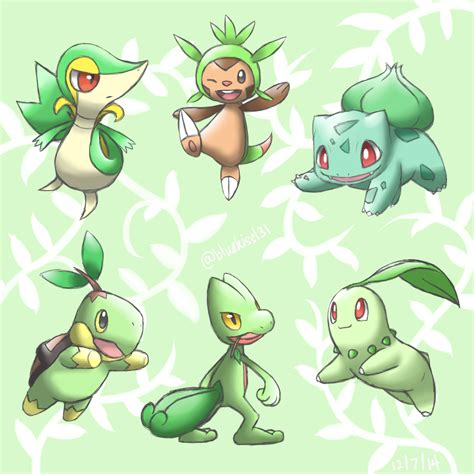 Grass-Type Starters by BluuKiss on DeviantArt