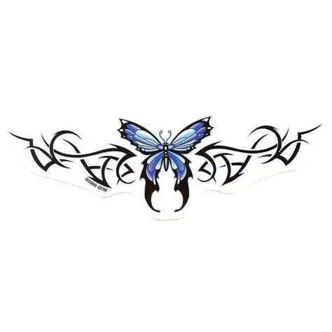 Blue Butterfly Tramp Stamp Tattoo Design