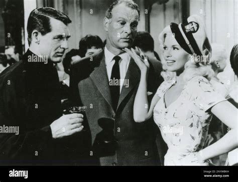 American actress Jayne Mansfield and actors Cary Grant and Leif Erickson in the movie Kiss Them ...