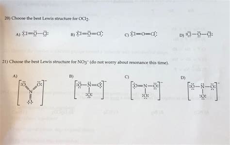 Solved 20) Choose the best Lewis structure for OCl2. 21) | Chegg.com