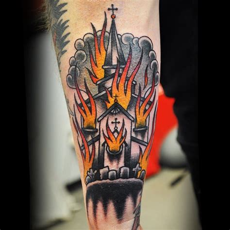 20 Controversial Burning Church Tattoos!! • Tattoodo