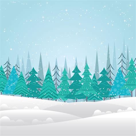 Forest Landscape with Winter. Christmas Background Cartoon Vector ...